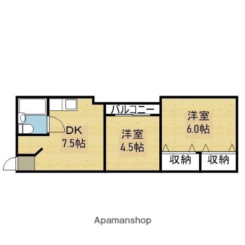 金田ハイツ(2DK/1階)の間取り写真