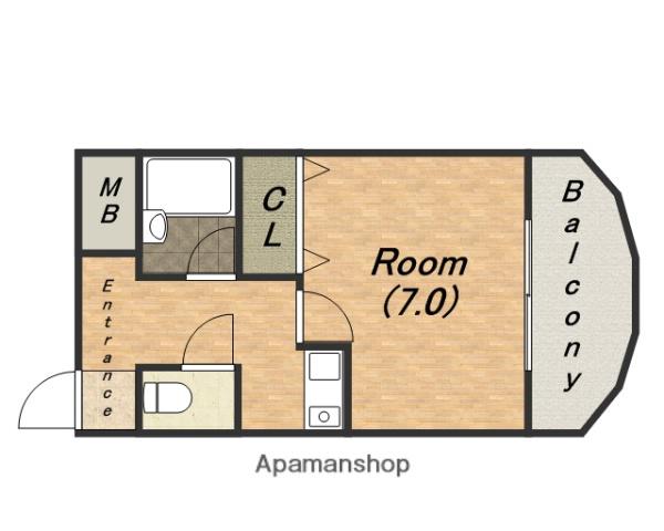 ピュアサクラ松屋町(1K/3階)の間取り写真