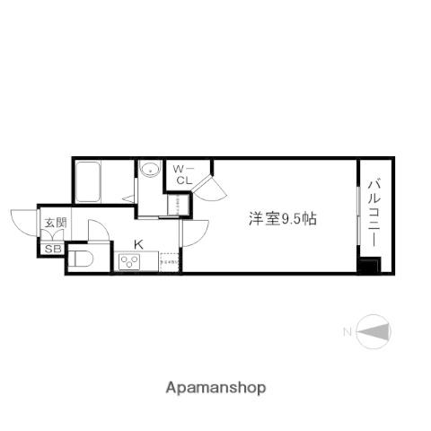 クラウンハイム北心斎橋フラワーコート(1K/14階)の間取り写真