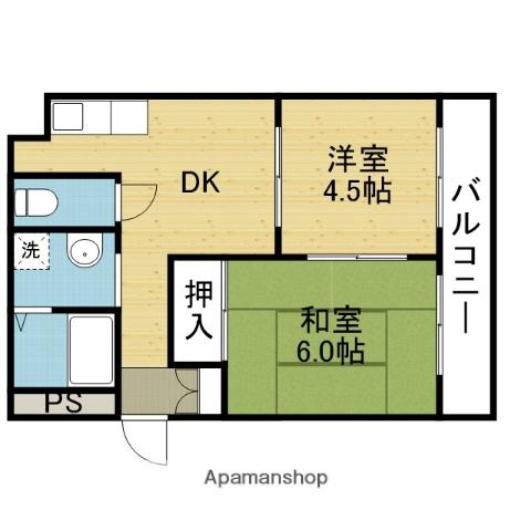 クリエイションエム(2DK/4階)の間取り写真