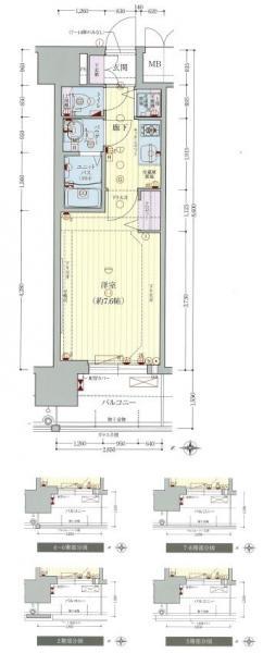 プレサンス松屋町駅前デュオ(1K/8階)の間取り写真