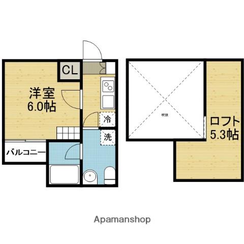 ソラーナ新今里(1K/2階)の間取り写真