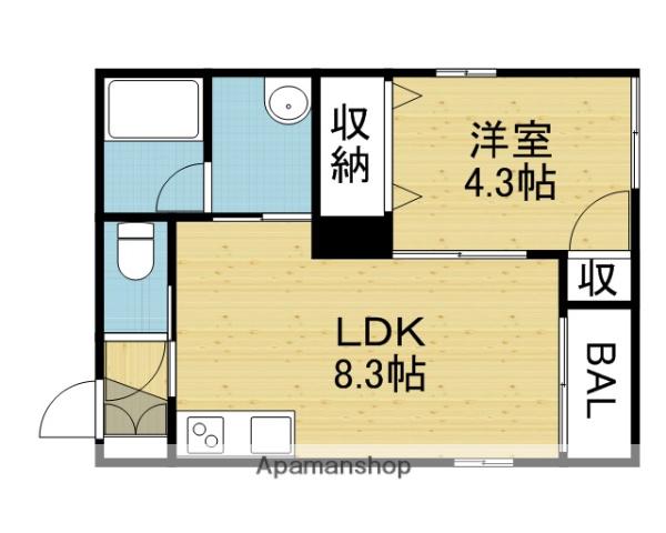 ヘーベルメゾン桃谷(1LDK/4階)の間取り写真