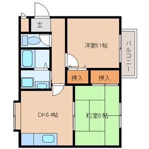 パセオグリーンA(2DK/1階)の間取り写真