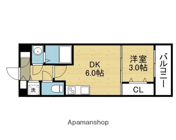 オリエンテム(1DK/9階)の間取り写真