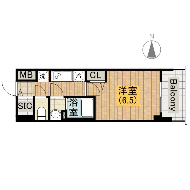 プレサンス上町台筆ケ崎ノース(1K/11階)の間取り写真
