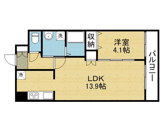 インフィルド3(1LDK/9階)の間取り写真