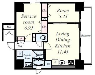 ミラノ堺筋(2LDK/2階)の間取り写真