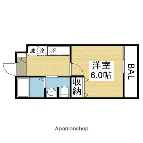 ブライト北巽(1K/2階)の間取り写真