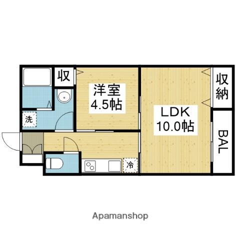 ダイヤモンドヴィラ(1LDK/2階)の間取り写真