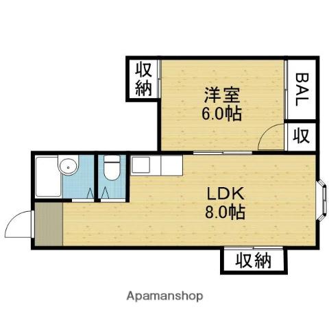 グランドハイツ正覚寺(1LDK/4階)の間取り写真