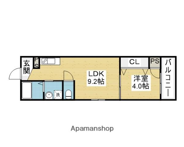 マリーベル深江橋(1LDK/1階)の間取り写真