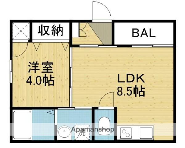 カンテサンス勝山北Ⅱ(1LDK/1階)の間取り写真