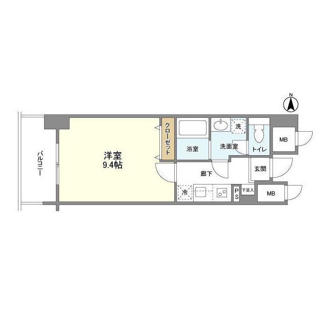 アヴェニール北浜(1K/5階)の間取り写真