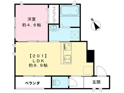 MAIKAI TEZUKAYAMA(1LDK/2階)の間取り写真