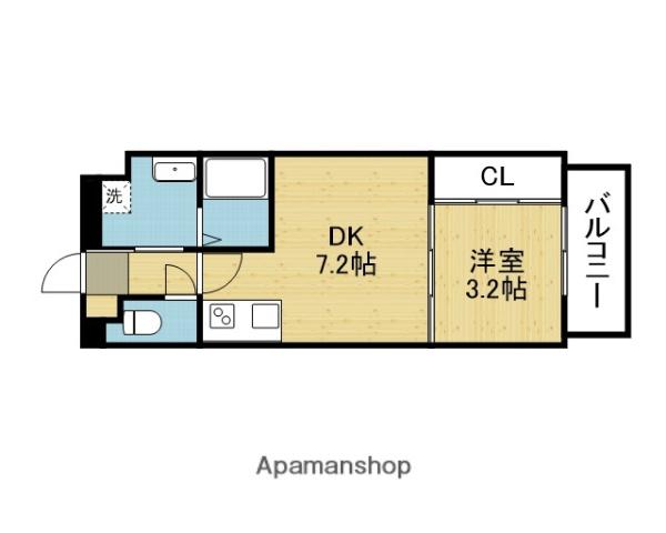 PARK HILLS今里蘭(1DK/7階)の間取り写真