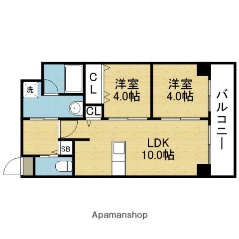 グランエクラ勝山南(2LDK/5階)の間取り写真