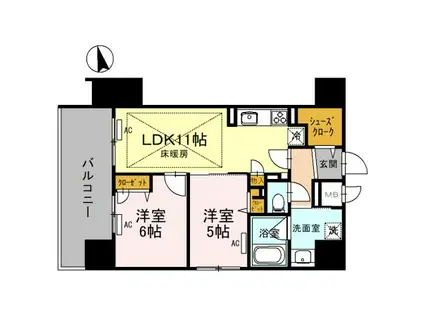 IBC RESIDENCE ウエスト(2LDK/14階)の間取り写真