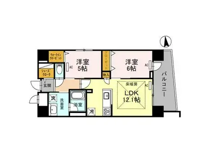 IBC RESIDENCE ウエスト(2LDK/11階)の間取り写真