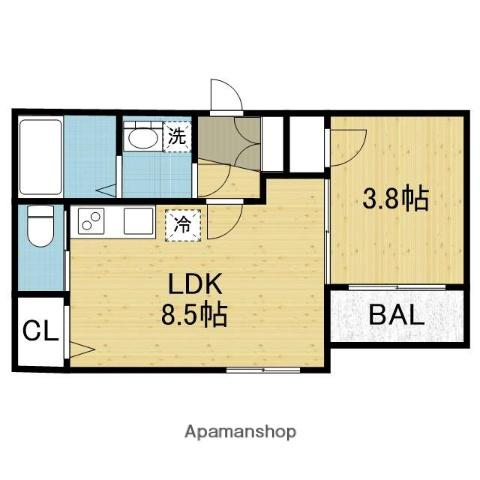 ラブレッシング ユー(1LDK/2階)の間取り写真