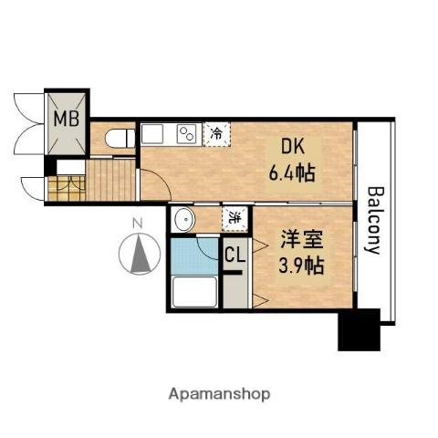 スプランディッド安土町(1DK/4階)の間取り写真
