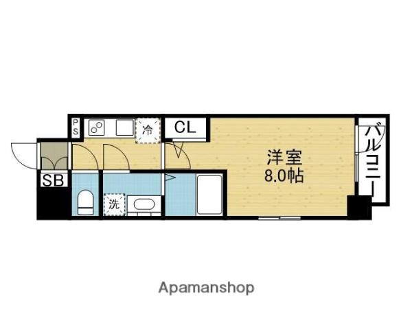 エスリード大阪グランフォート(1K/9階)の間取り写真