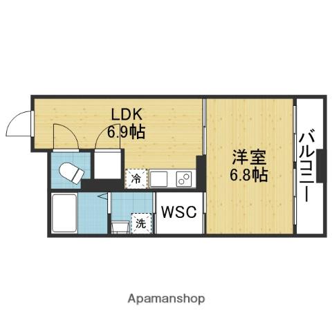 アーバンフラッツ瓦町(1LDK/9階)の間取り写真