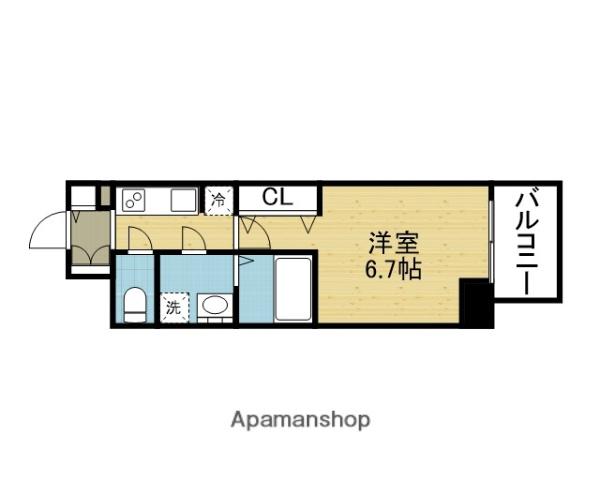 ファーストフィオーレ大阪城イースト(1K/4階)の間取り写真