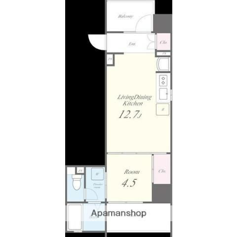 ブリリアントコートクラージュ(1LDK/8階)の間取り写真