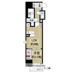 レジュールアッシュ谷町四丁目グランクラス(1LDK/9階)の間取り写真