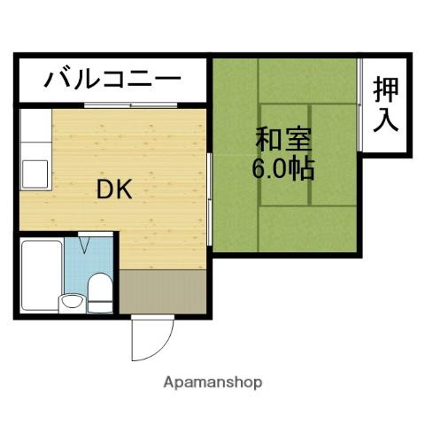 グランドハイツ加美東(1DK/2階)の間取り写真