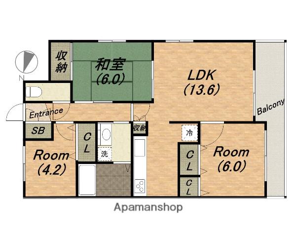 エスリード寺田町(2SLDK/8階)の間取り写真