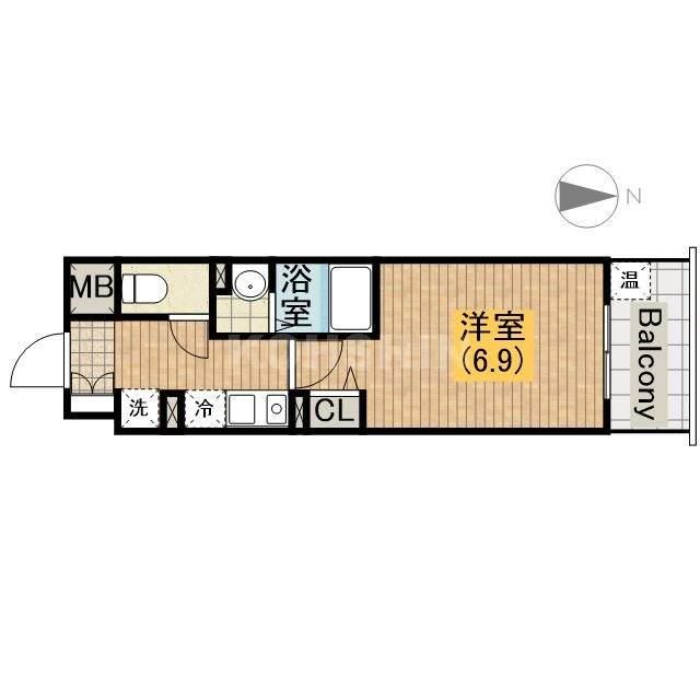 クローバー・ビュー上本町(1K/8階)の間取り写真