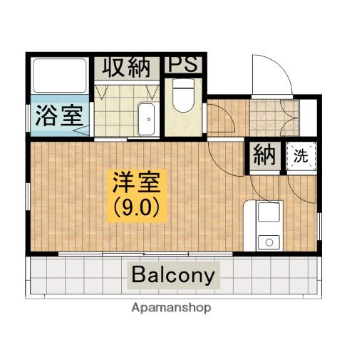 サンライズヒルズ上町台地(ワンルーム/4階)の間取り写真