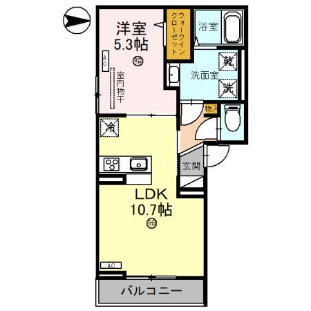 DーROOM平野Ⅲ(1LDK/3階)の間取り写真