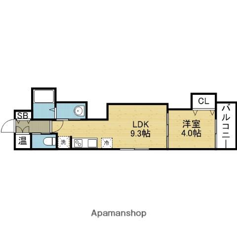 BOMIORA寺田町(1LDK/3階)の間取り写真