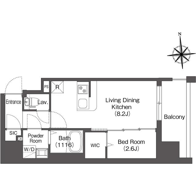 コンフォリア・リヴ南森町Ⅱ(1LDK/8階)の間取り写真
