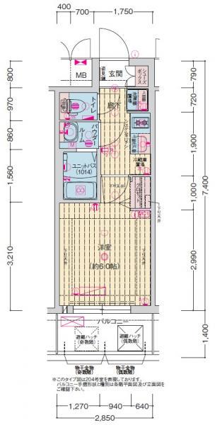 プレサンス新深江ディレット(1K/7階)の間取り写真