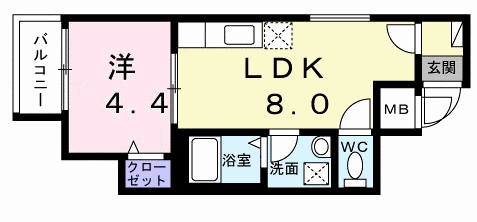 グラン コスモ(1LDK/2階)の間取り写真