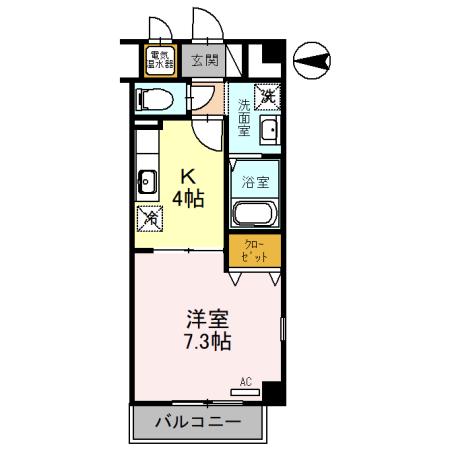 ソレアード昼ヶ丘(1K/7階)の間取り写真