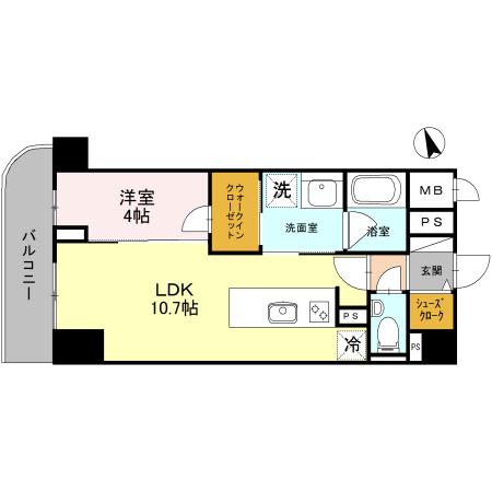 プレミアム菱屋西(1LDK/5階)の間取り写真
