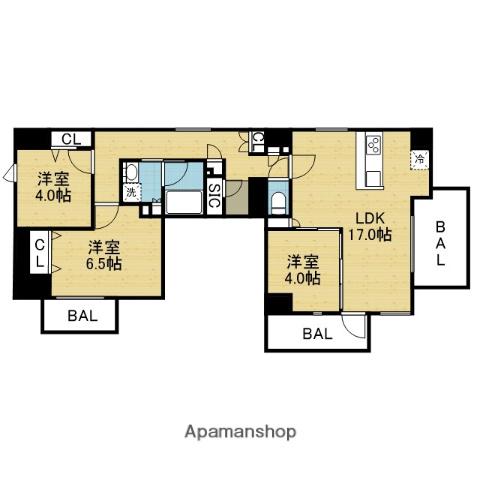 LA CASA 石ケ辻(3LDK/9階)の間取り写真