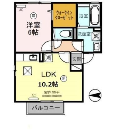 第6ウエスタンハイツ(1LDK/1階)の間取り写真