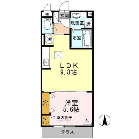 ハーティソフィア(1LDK/1階)の間取り写真