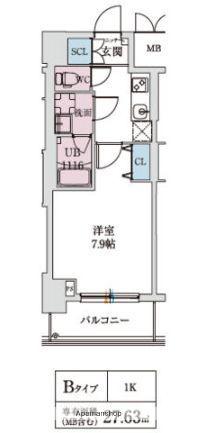スプランディッド上本町ウエスト(1K/10階)の間取り写真