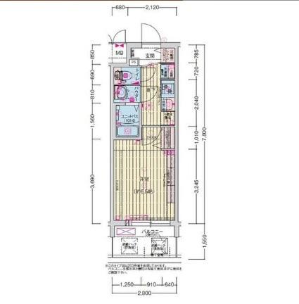 プレサンス長田レジェール(1K/7階)の間取り写真