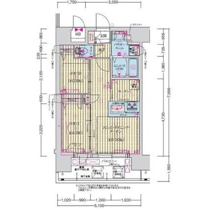 プレサンス長田レジェール(2LDK/7階)の間取り写真