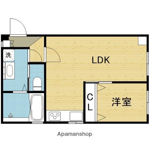 OMビル(1LDK/2階)の間取り写真
