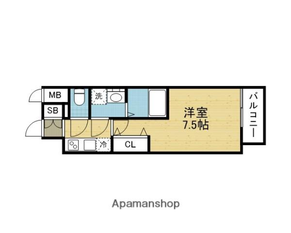 ファーストフィオーレ長田グランディール(1K/2階)の間取り写真