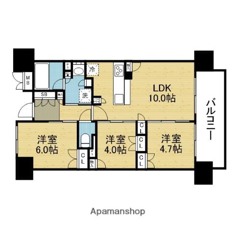 グランカサーレ玉造(3LDK/7階)の間取り写真